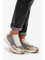 Skórzane Buty Sportowe Sneakersy Damskie D&A LR51-847 Złote