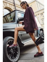 Lakierowane Skórzane Półbuty Damskie Z Przypinkami Artiker 57C0336 Bordowe