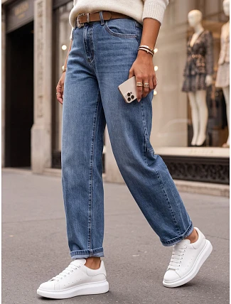 Dámske džínsy s balónovým strihom a opaskom, modré, FashionStreet UY3128 Dámske džínsy s balónovým strihom a opaskom, modré, FashionStreet UY3128