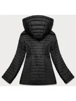 Čierna dámska bunda s kvetovanou podšívkou (SF726) Čierna dámska bunda s kvetovanou podšívkou (SF726)