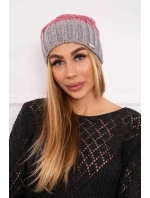 Paris fleecová čiapka K212 tmavo ružová+sivá