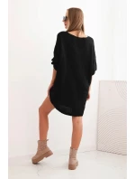 Dámske Plus veľkosť vlny V-neck šaty čierna