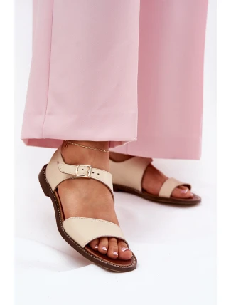 Dámske kožené ploché sandále Zazoo 3014 beige Dámske kožené ploché sandále Zazoo 3014 beige