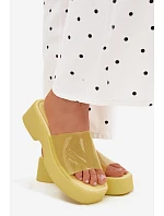 Dámské platformové sandály s průhledným páskem Žluté Selestia