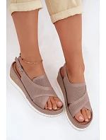 Dámske sandále na platforme z prírodnej kože Artiker 58C3146 dark beige