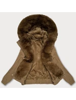 Krátka bunda S'West s kožušinovou podšívkou Dark Beige (B8506-22) Krátka bunda S'West s kožušinovou podšívkou Dark Beige (B8506-22)