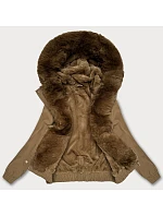 Krátka bunda S'West s kožušinovou podšívkou Dark Beige (B8506-22) Krátka bunda S'West s kožušinovou podšívkou Dark Beige (B8506-22)