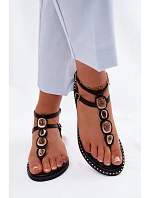 Dámské žabky s plochou podrážkou s ozdobami Černé Dorena