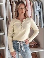 Dámske tričko s dlhým rukávom FELORIA light beige FashionStreet RY2776 Dámske tričko s dlhým rukávom FELORIA light beige FashionStreet RY2776