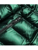Dámska prešívaná bunda s kapucňou zelená (xw817x) Dámska prešívaná bunda s kapucňou zelená (xw817x)