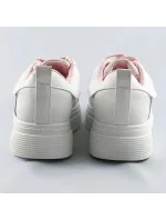 Bielo-ružové dámske šnurovacie sneakersy (C1029)