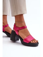 Zazoo 40386 Damskie Skórzane Sandały Na Klocku Fuksja Zazoo 40386 Damskie Skórzane Sandały Na Klocku Fuksja