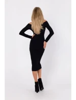 M757 Bodycon šaty na ramienka - čierne