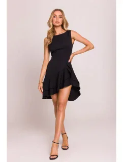 M850 Mini šaty s volánmi - čierne