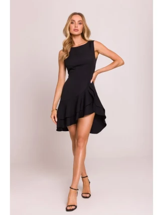 M850 Mini šaty s volánmi - čierne