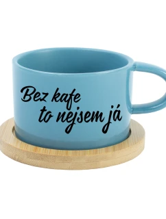 BEZ KÁVY TO NIE SOM JA - modrý hrnček s makrónkou 200 ml