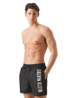 Pánske plavky MEDIUM DRAWSTRING KM0KM01004 BEH black - Calvin Klein