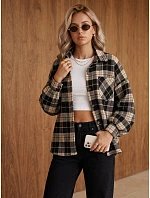 Dámska oversize košeľa s kockovaným vzorom, tmavomodrá, FashionStreet TY6048 Dámska oversize košeľa s kockovaným vzorom, tmavomodrá, FashionStreet TY6048