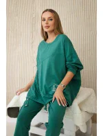 Bavlnená tepláková súprava Oversize + nohavice zelená