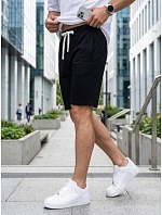 Pánske teplákové šortky so šnúrkou, čierne, FashionStreet SX2625 Pánske teplákové šortky so šnúrkou, čierne, FashionStreet SX2625