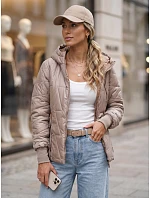 Dámska prešívaná prechodná bunda s kapucňou, béžová, FashionStreet TY5783 Dámska prešívaná prechodná bunda s kapucňou, béžová, FashionStreet TY5783