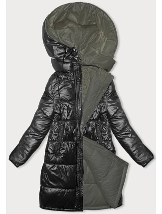 Dámska hrubá obojstranná zimná bunda black-khaki (V768g) Dámska hrubá obojstranná zimná bunda black-khaki (V768g)