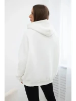 Zateplená bavlnená mikina s kapucňou Love ecru