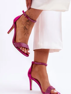 Damskie Sandały Na Szpilce Z Dżetami Fuksja Perfecto
