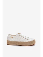 Krajkové tenisky espadrilky na platformě Lee Cooper LCW-26-31-4326 Bílé