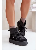 Snehové topánky s viazaním na platforme čierne Mavora Snehové topánky s viazaním na platforme čierne Mavora