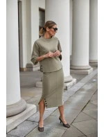 Sukňa a blúzka M329 model 159545 khaki - La Aurora Sukňa a blúzka M329 model 159545 khaki - La Aurora