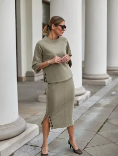 Sukňa a blúzka M329 model 159545 khaki - La Aurora