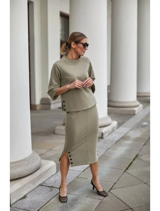 Sukňa a blúzka M329 model 159545 khaki - La Aurora Sukňa a blúzka M329 model 159545 khaki - La Aurora