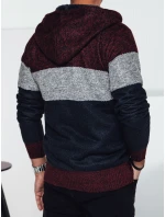 Pánsky zateplený sveter s kapucňou bordový FashionStreet WX2275 Pánsky zateplený sveter s kapucňou bordový FashionStreet WX2275