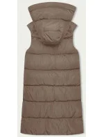 Béžová a khaki dlhá dámska obojstranná vesta (B8159-12)