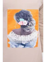 Šaty s 3D grafikou, béžová čipka