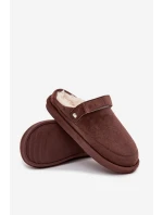 Kapcie Damskie Z Paskiem Ocieplane Futerkiem Czekoladowe Rilena