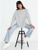 Dámska pruhovaná oversize mikina PEILLE white FashionStreet RY2364 Dámska pruhovaná oversize mikina PEILLE white FashionStreet RY2364