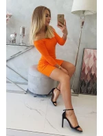 Pruhované vypasované šaty oranžové neónové