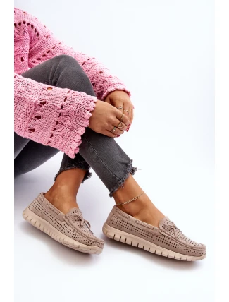 Mokasyny Damskie Z Kokardą Beżowe Reece Mokasyny Damskie Z Kokardą Beżowe Reece