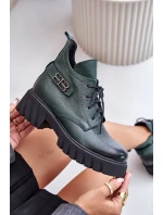 Zazoo 60483 Damskie Skórzane Botki Z Niską Cholewką Ocieplane Ciemnozielone Zazoo 60483 Damskie Skórzane Botki Z Niską Cholewką Ocieplane Ciemnozielone