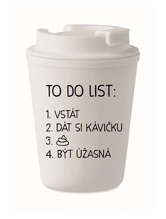 TO DO LIST: BE AMAZING - biely termohrnček 300 ml