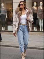 Dámska zimná prešívaná bunda s kožušinou, sivá, FashionStreet TY5986 Dámska zimná prešívaná bunda s kožušinou, sivá, FashionStreet TY5986