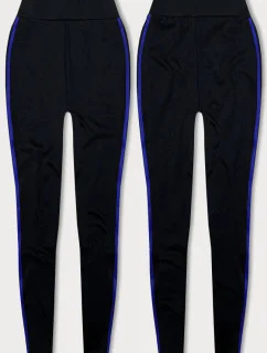 Čierno-tmavo modré športové legíny s lampasmi (YW01052-D1-9)