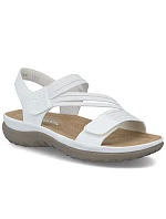 Pohodlné dámske sandále na suchý zips s gumičkami biele Rieker 64870-81 Pohodlné dámske sandále na suchý zips s gumičkami biele Rieker 64870-81