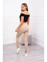 Rebrované legíny béžové