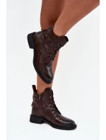 Botki Damskie Z Naturalnej Skóry Ocieplane Artiker 57C1005 Czekoladowe