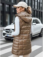 Dámska prešívaná vesta s kapucňou TY5258 zlatá - Fashion Street
