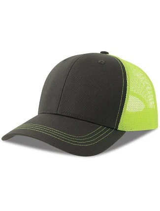 Atlantis Headwear Sonic-S 6-panelová truckerová čiapka 33.0259 tmavošedá/žltá fluo