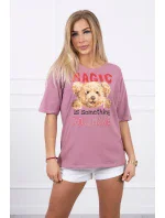 Tmavo ružová blúzka s potlačou Magic Tmavo ružová blúzka s potlačou Magic